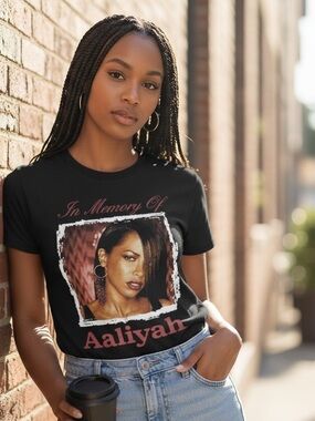 Black Graphic Tee - Aaliyah Tribute